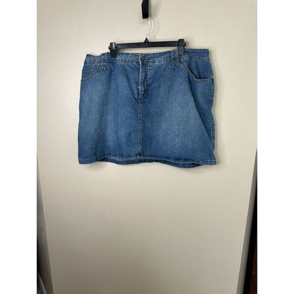 St Johns Bay Womens Denim Skort 20W jean button zipper shorts skirt mini - Picture 1 of 6
